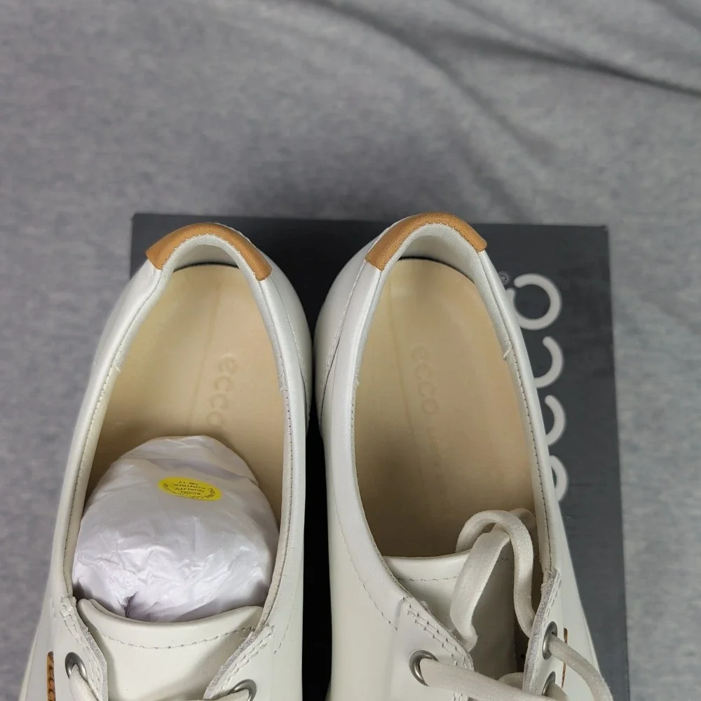 ECCO Soft 7 W White Leather Lace Up Sneakers 430003 01007 Womens 9-9.5 EU 40